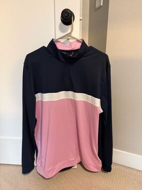 Puma Golf Navy and Pink Quarter-Zip Pullover- Med